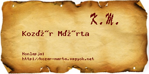 Kozár Márta névjegykártya