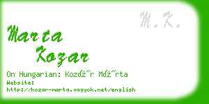 marta kozar business card